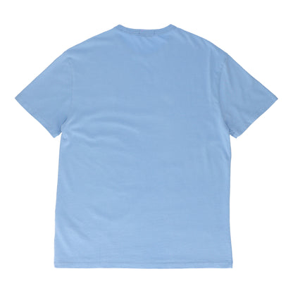 Short Sleeve Jersey Knit Bound Crewneck Blue T-Shirt