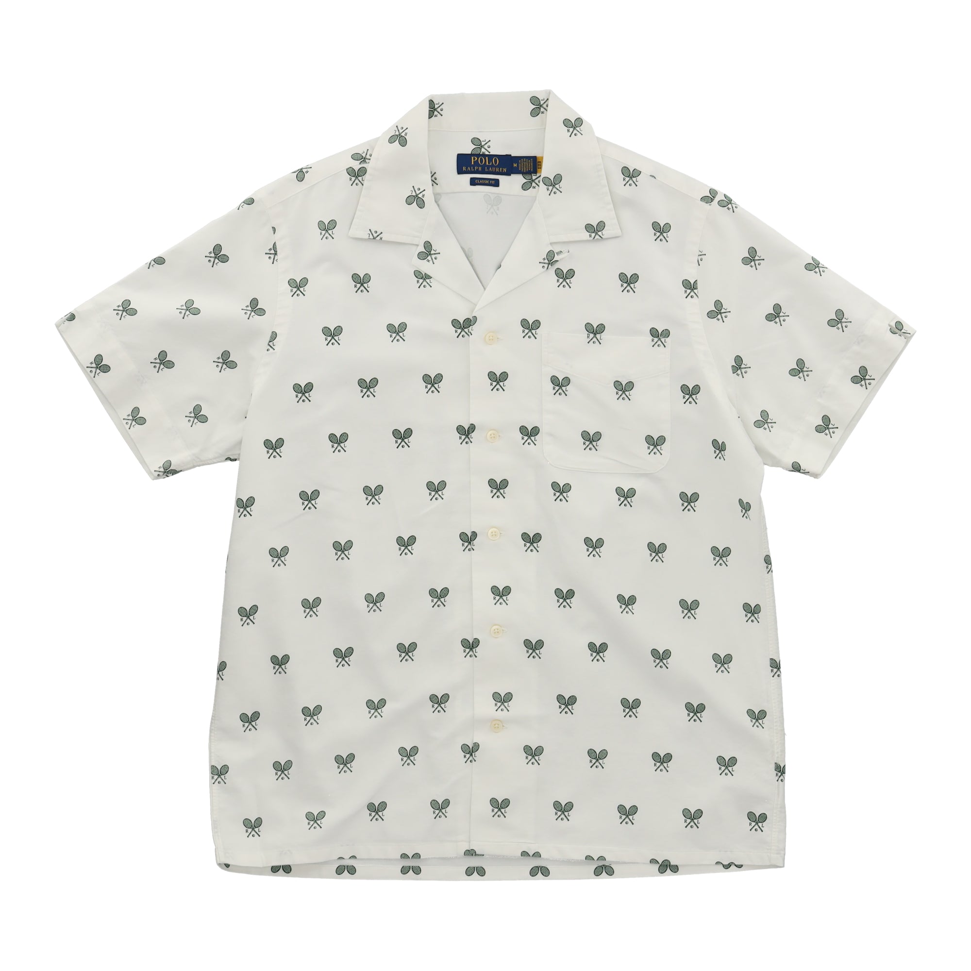 Classic Fit Racquet-Print Oxford Shirt White