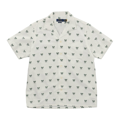 Classic Fit Racquet-Print Oxford Shirt White