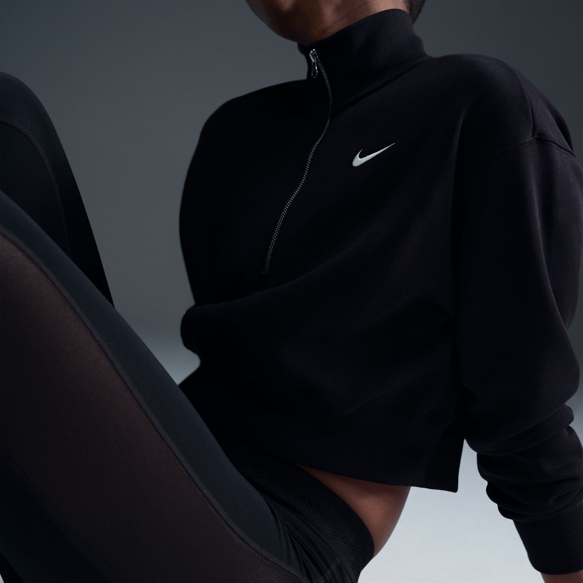 Phoenix Fleece Oversized 1/2-Zip Crop Sweatshirt
