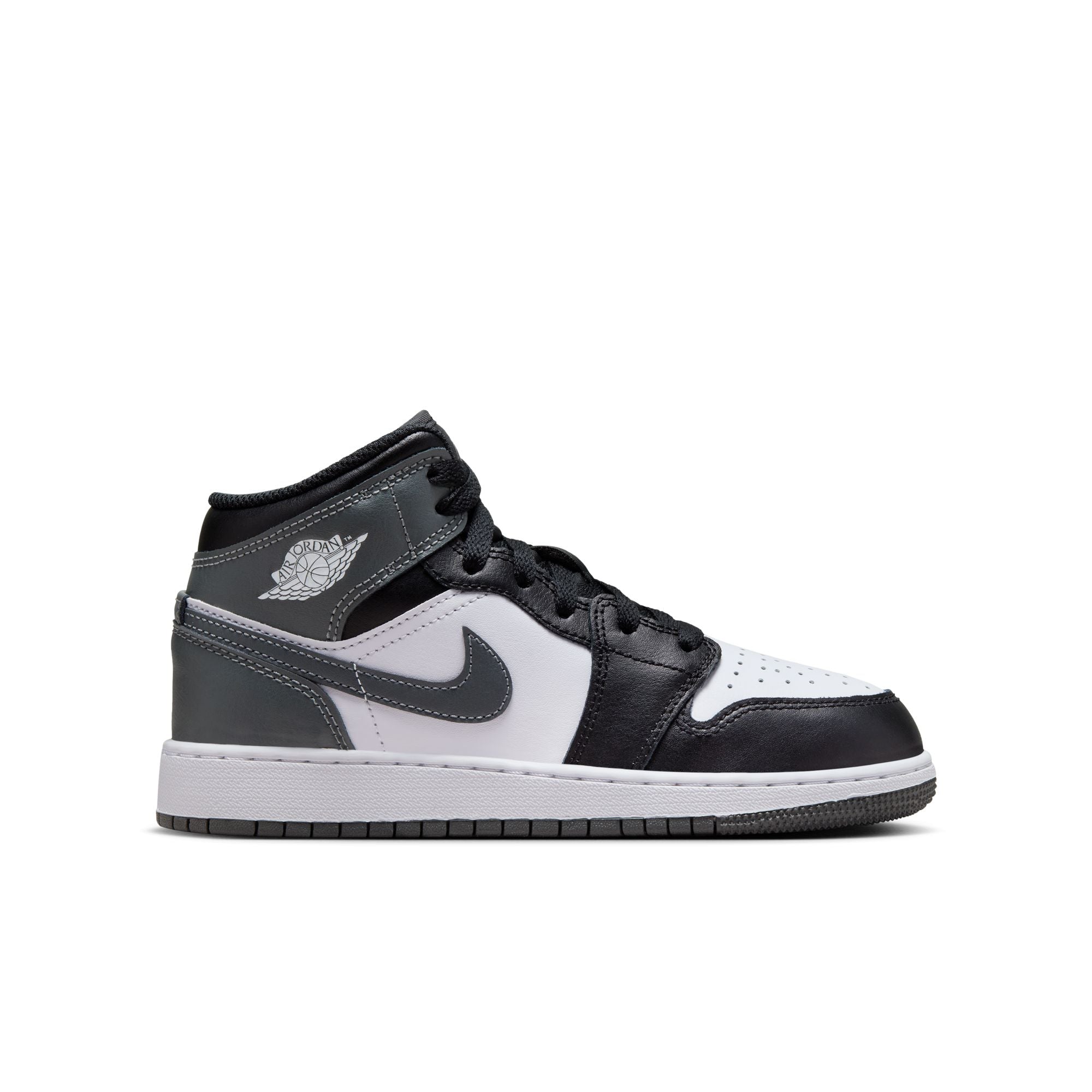 Air Jordan 1 Mid Black White Iron Grey GS