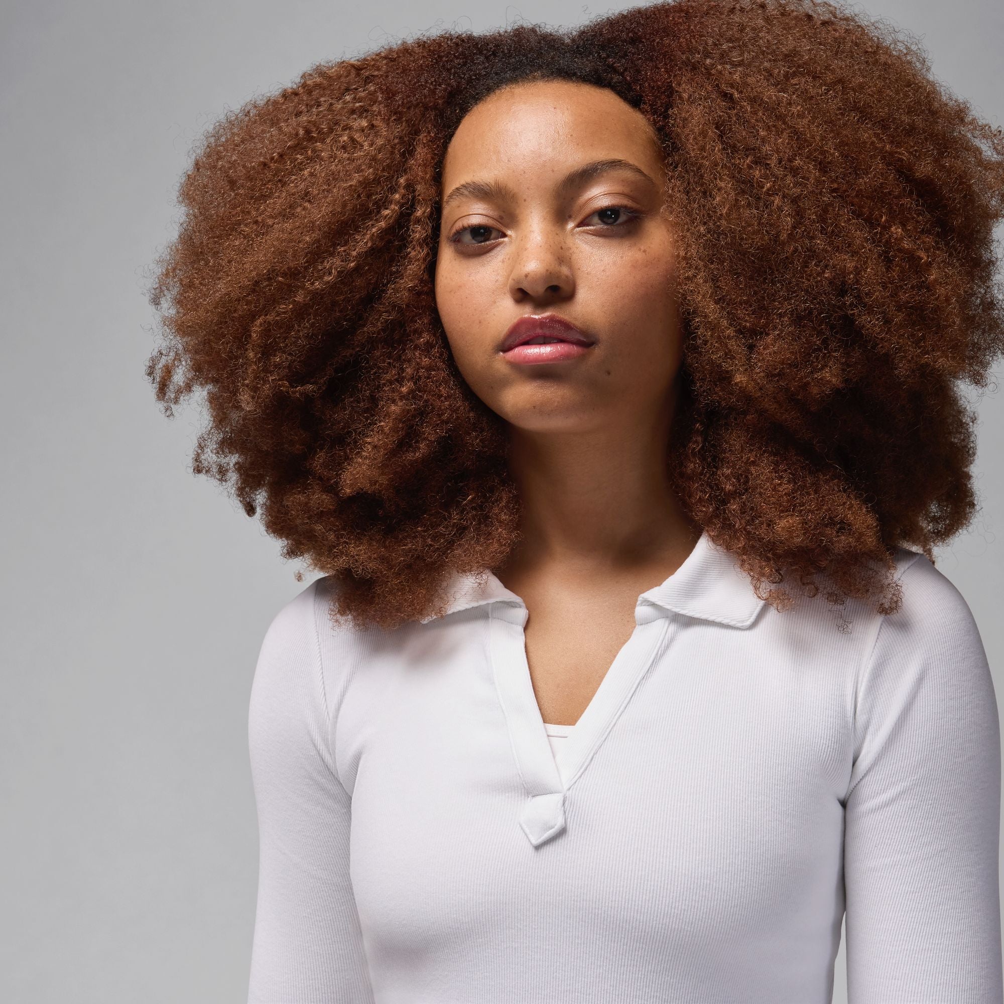 Jordan Long Sleeve White Knit Fitted Top