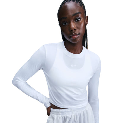 Nsw Chill Knit Slim LS Cropped Top White