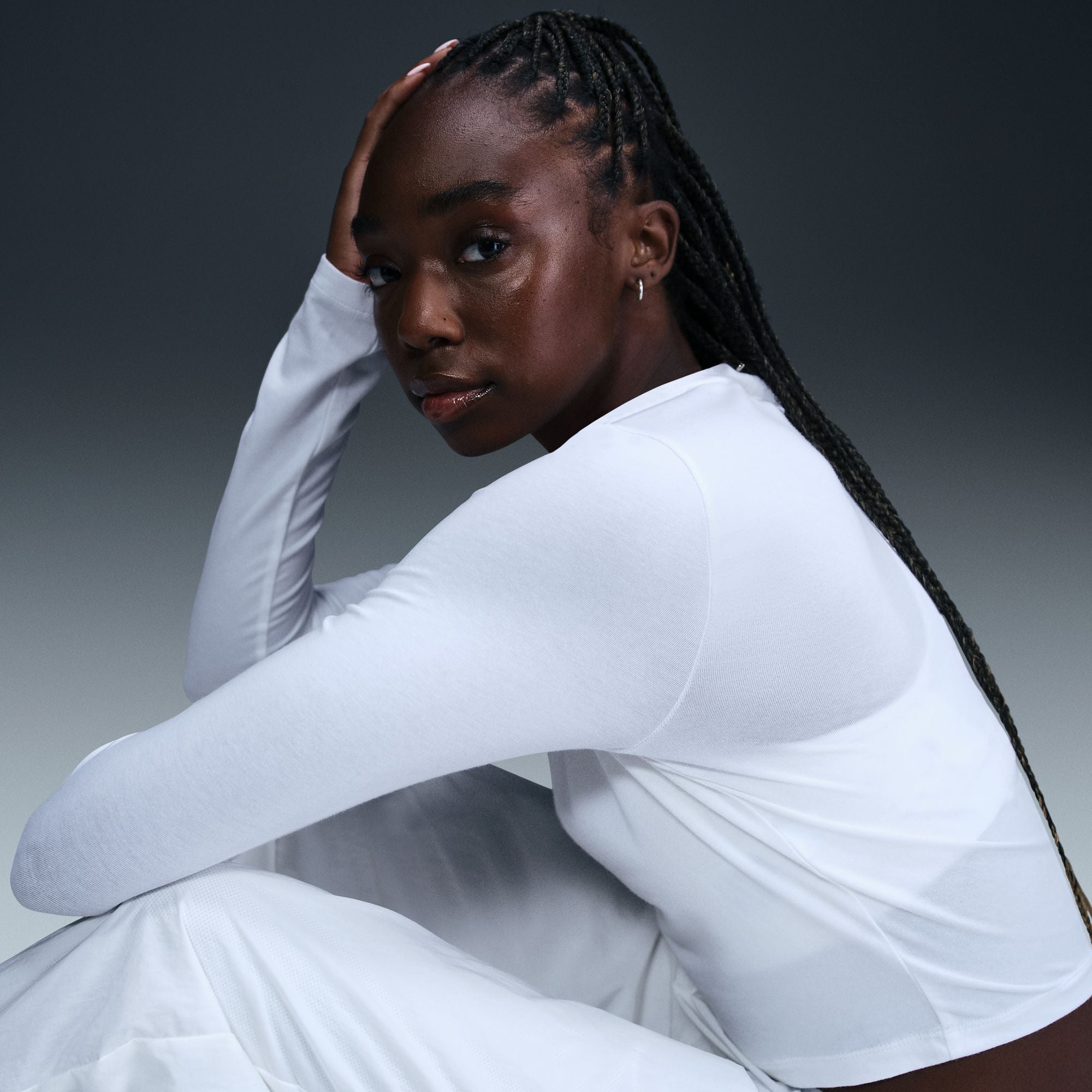 Nsw Chill Knit Slim LS Cropped Top White