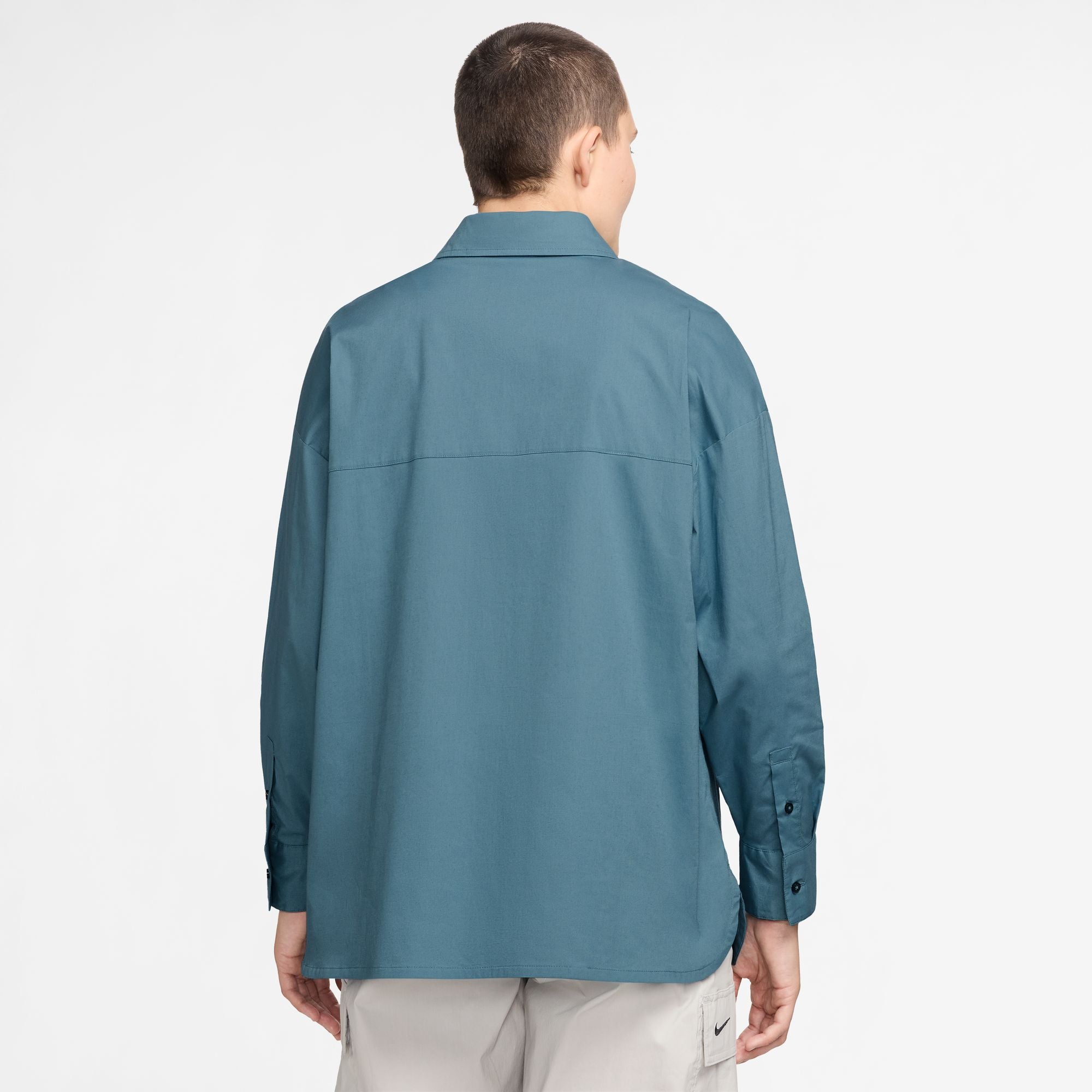 Chill Poplin Loose Long Sleeve Button Up Top