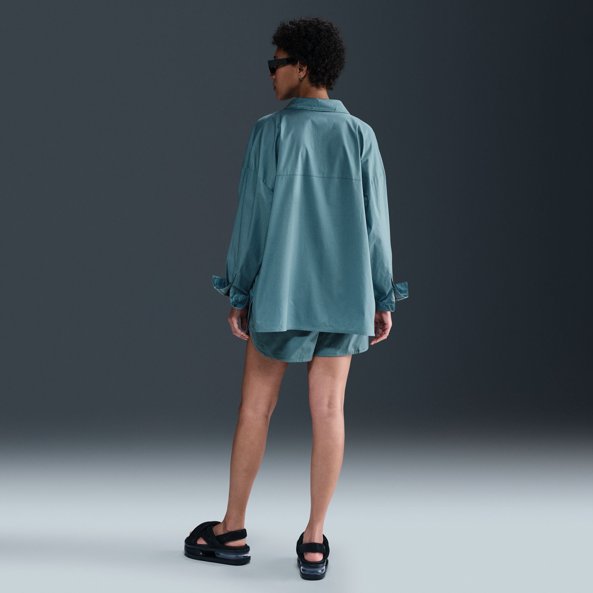 Chill Poplin Loose Long Sleeve Button Up Top