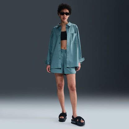 Chill Poplin Loose Long Sleeve Button Up Top