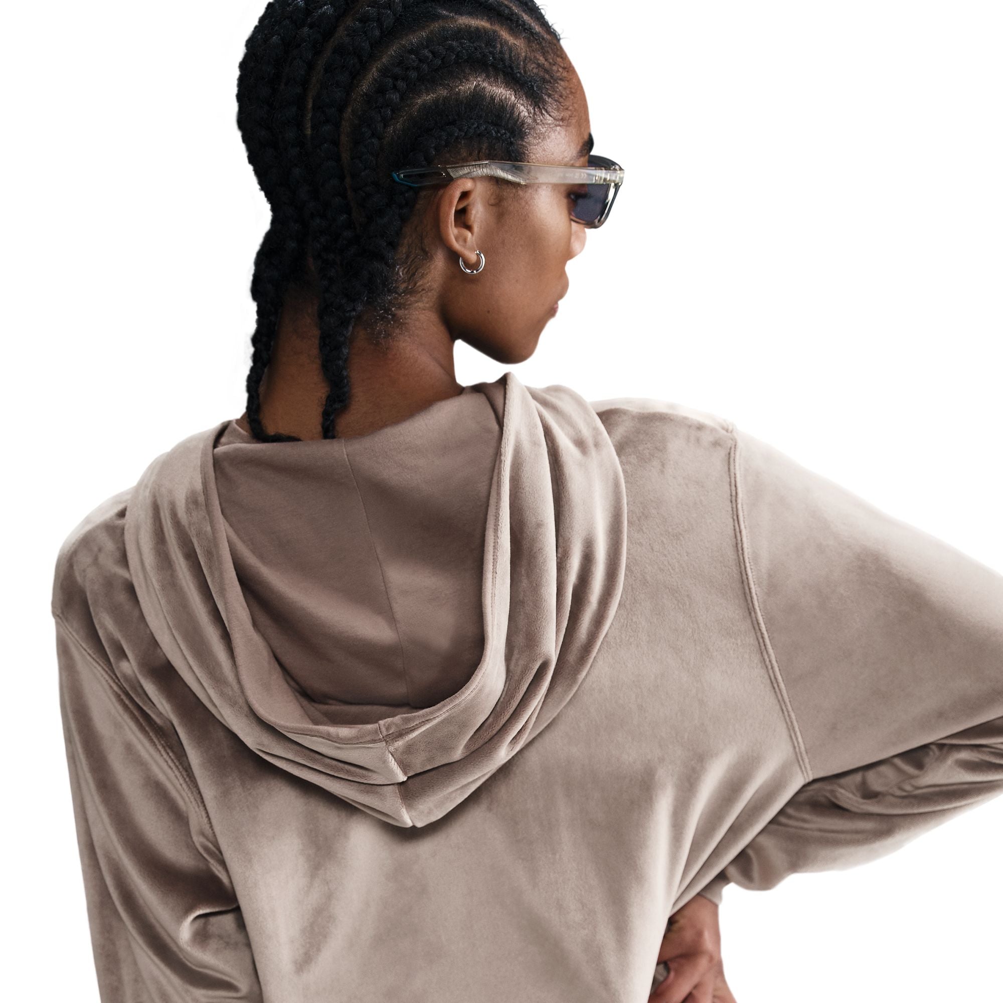 Chill Knit Loose Velour Full-Zip Hoodie