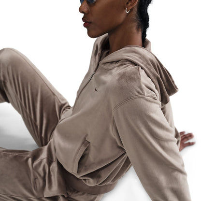 Chill Knit Loose Velour Full-Zip Hoodie
