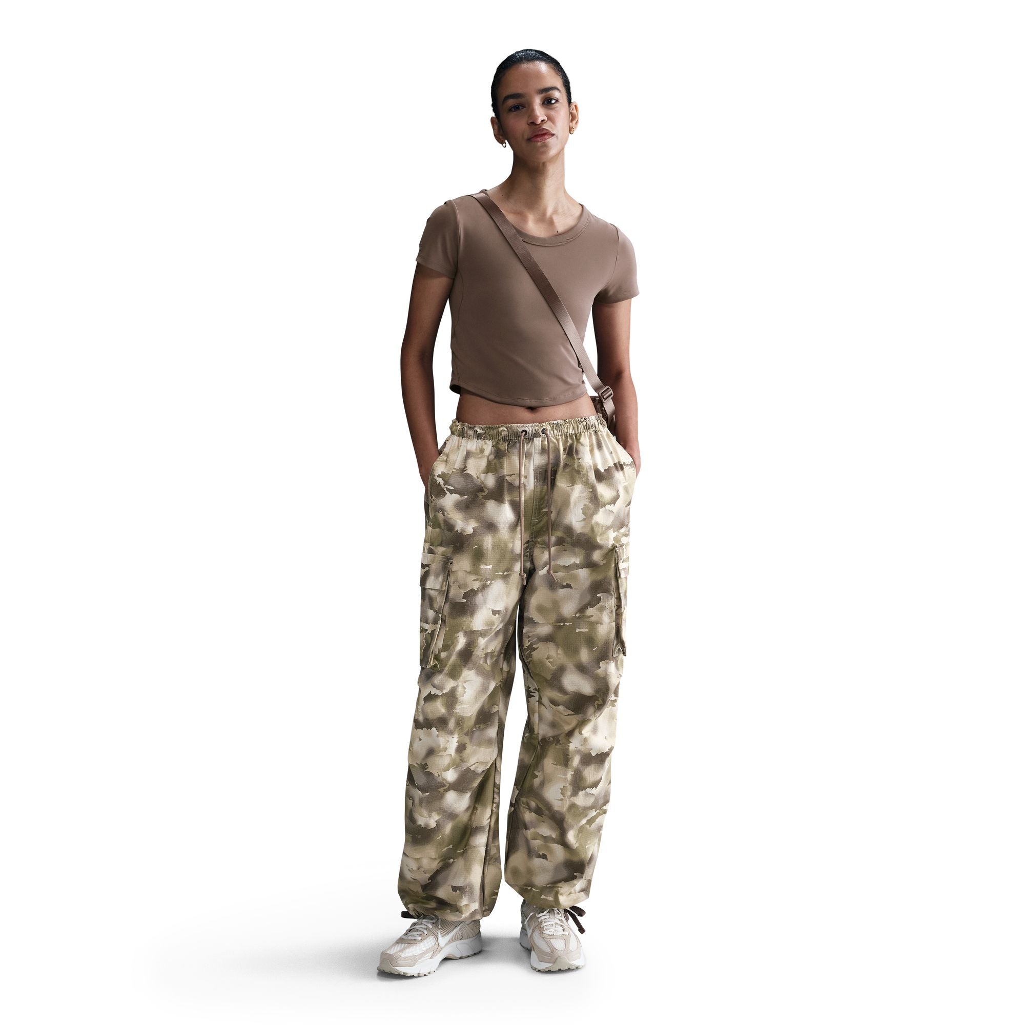 Mid-Rise Oversized Camo Cargo Trousers
