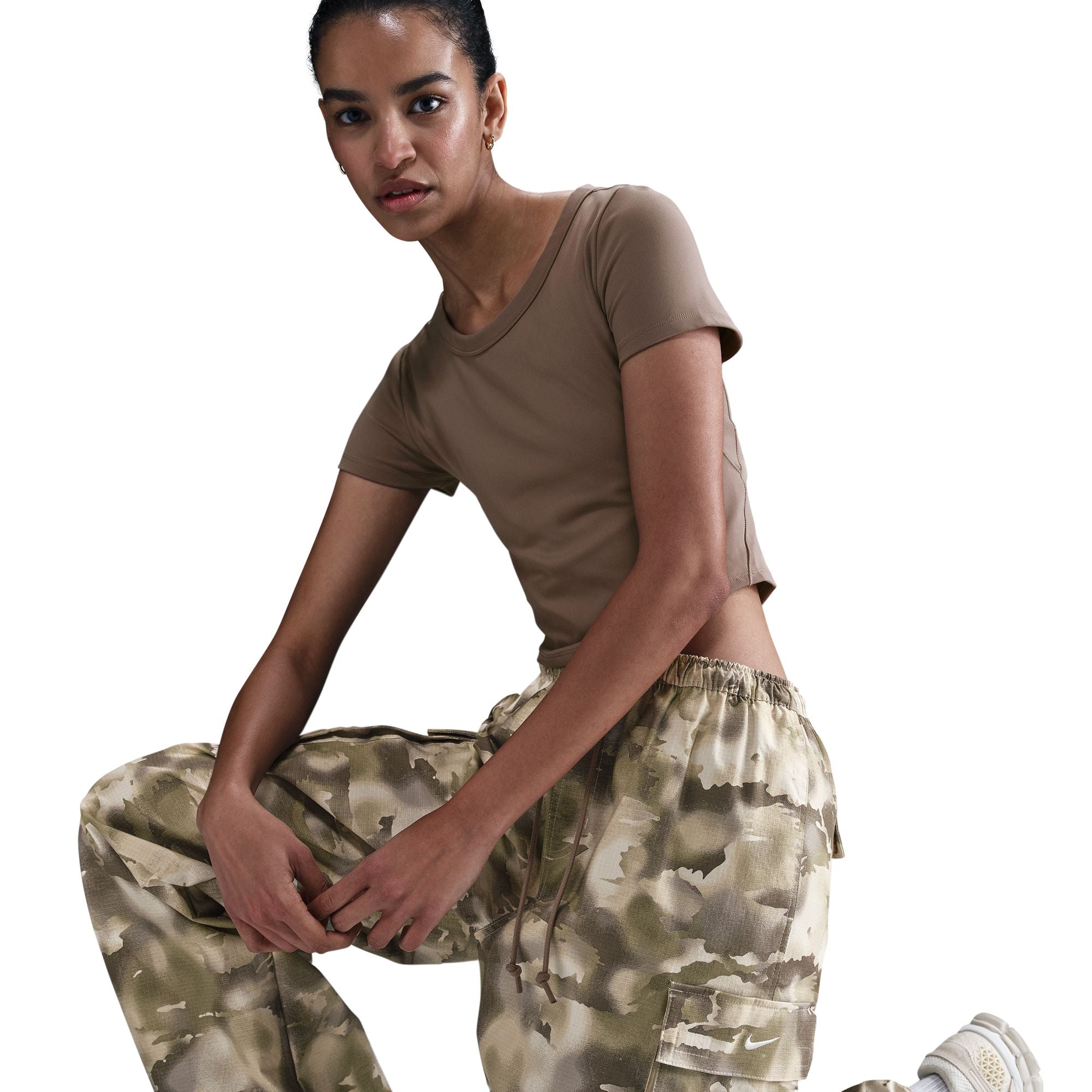 Mid-Rise Oversized Camo Cargo Trousers