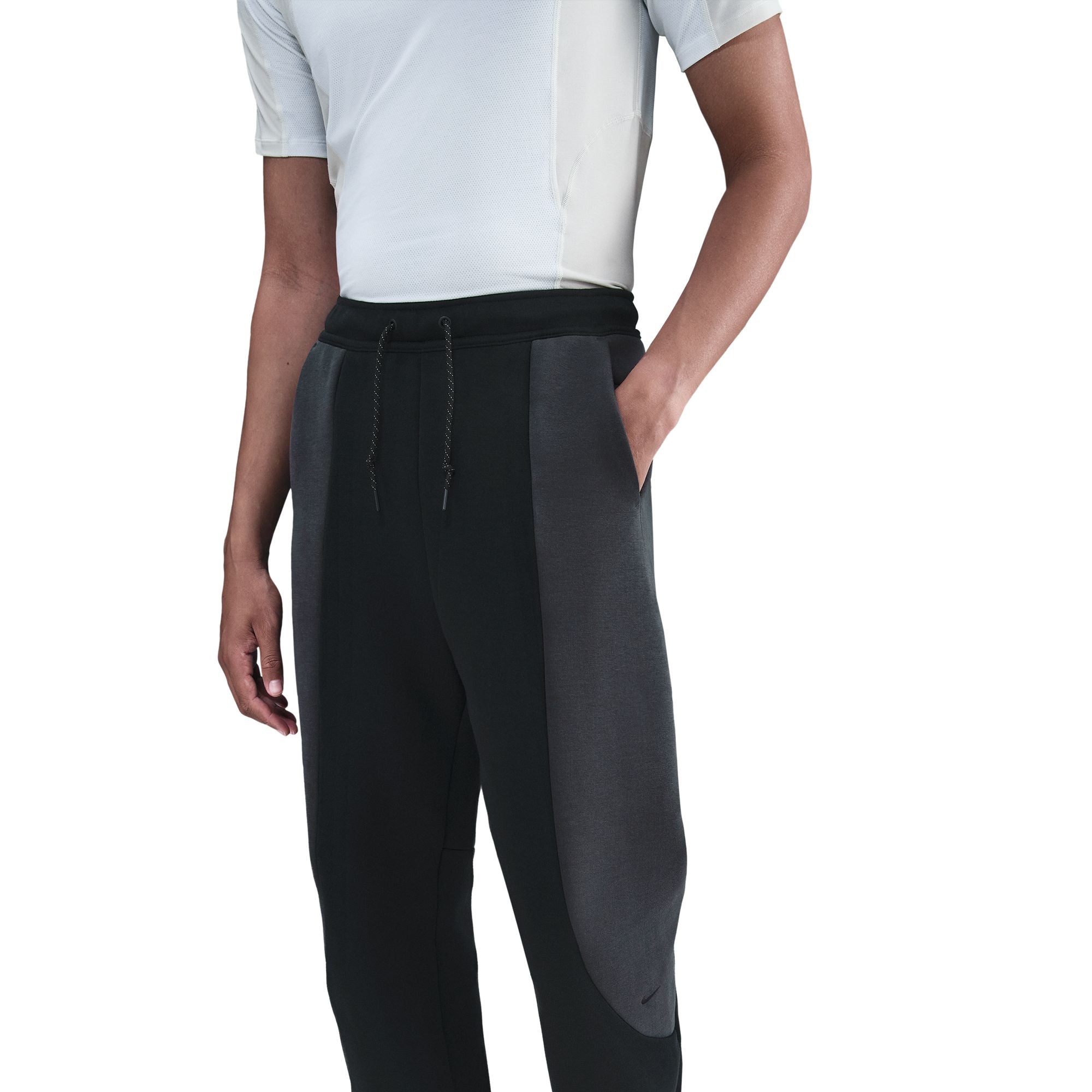 Tech Color Block Open Hem Fleece Black  Pants