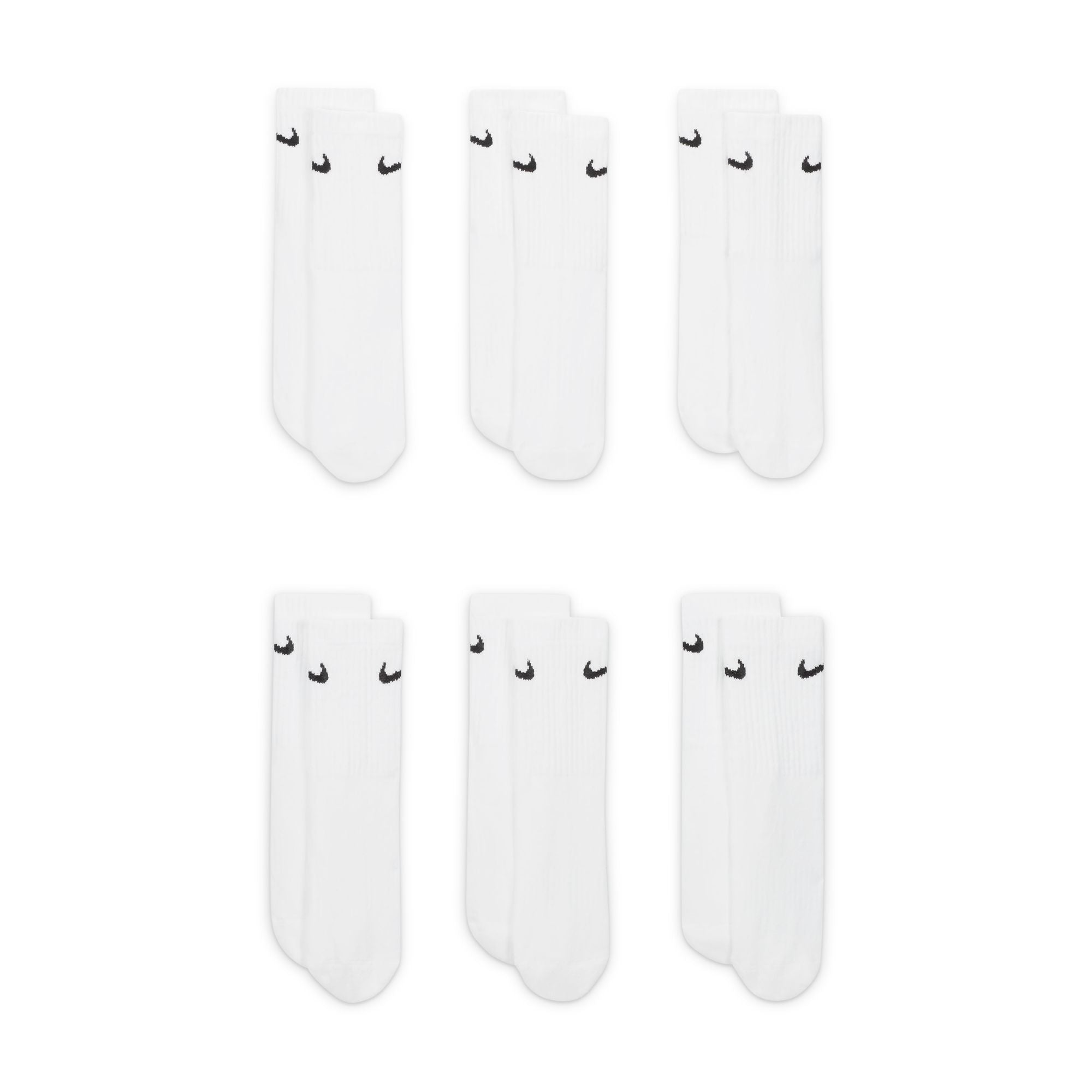 Everyday Cushioned 6 Pairs Crew White Socks