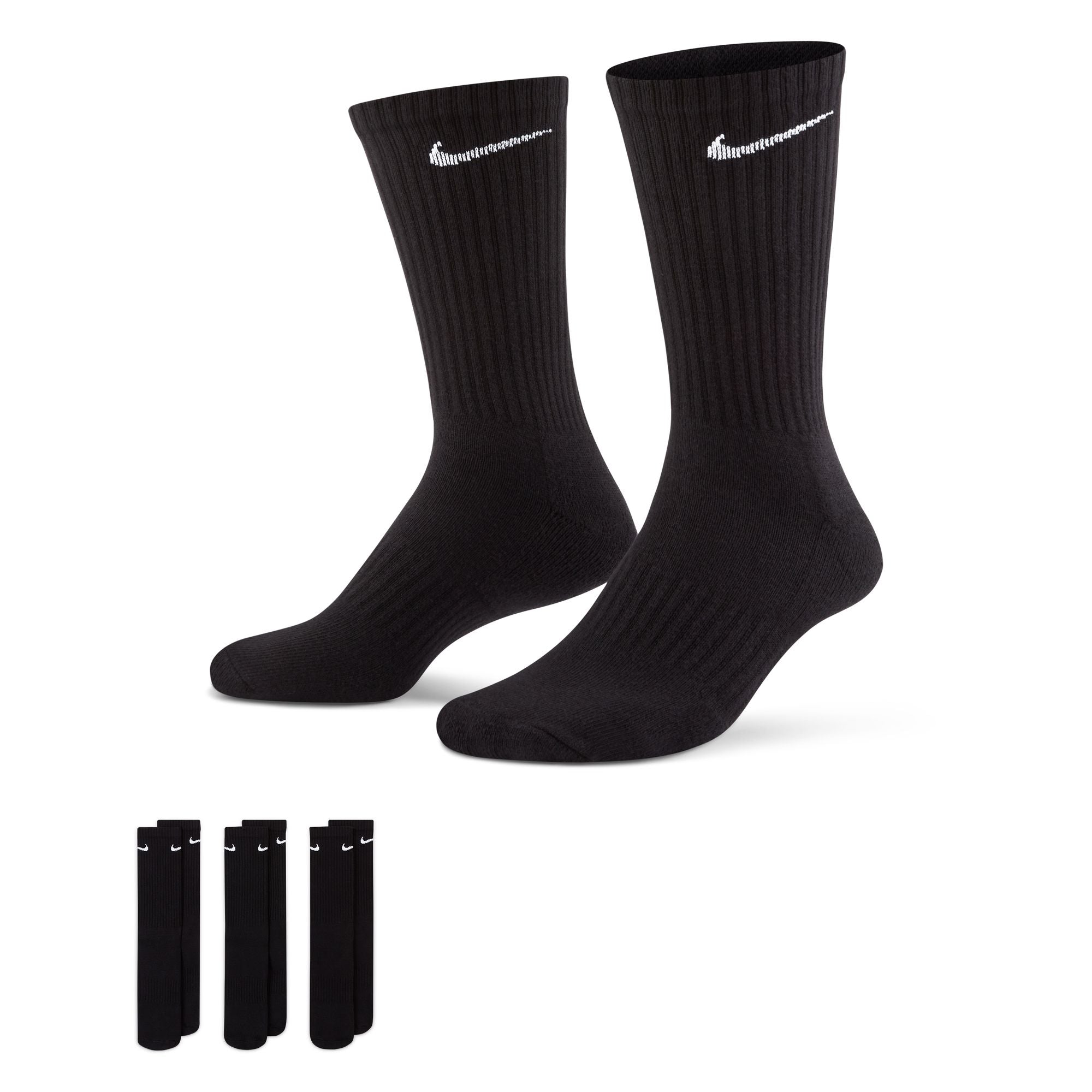 Everyday Cushioned 3 Pairs Training Crew Black Socks