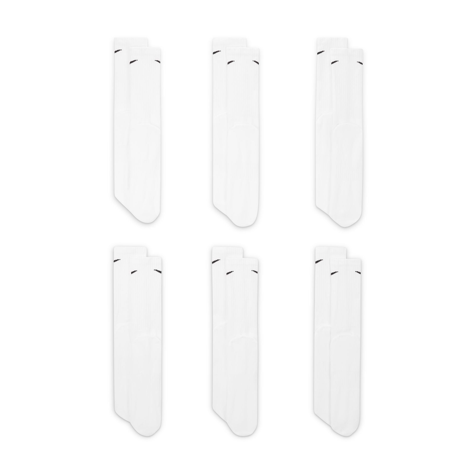 Everyday Cushioned Training 6 Pairs Crew White Socks