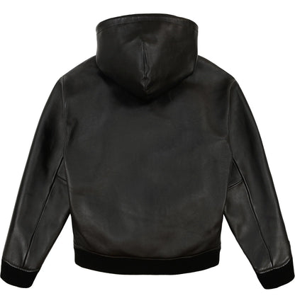 Script Nappa Black Full-Zip Hoodie