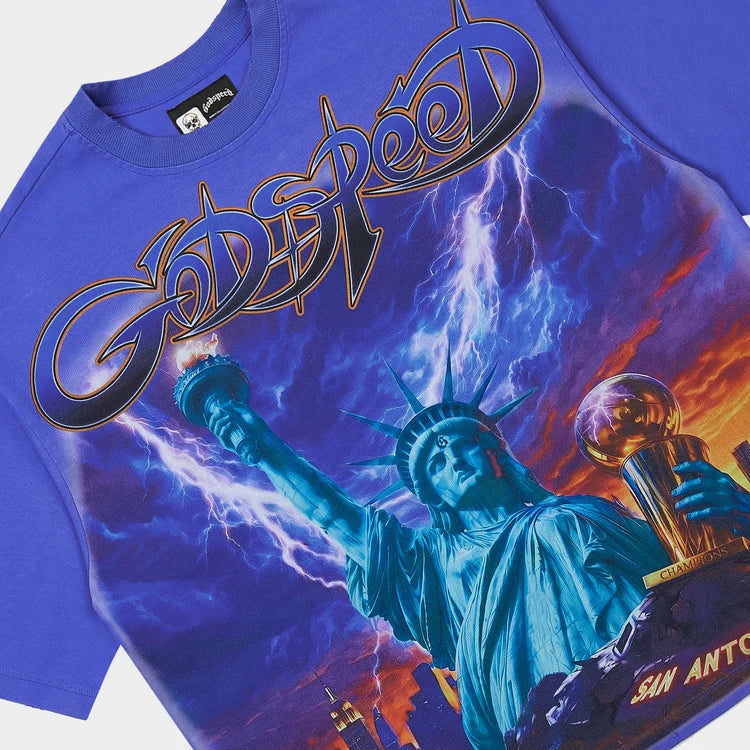Liberty Reigns Blue T-Shirt-Blue