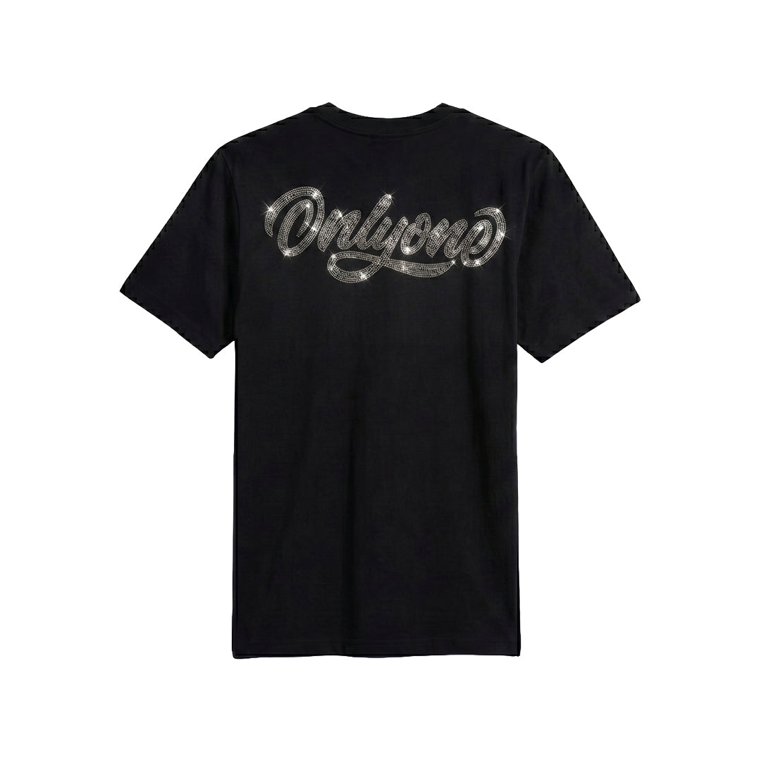 Only One Butterfly Rhinestone Black Tee