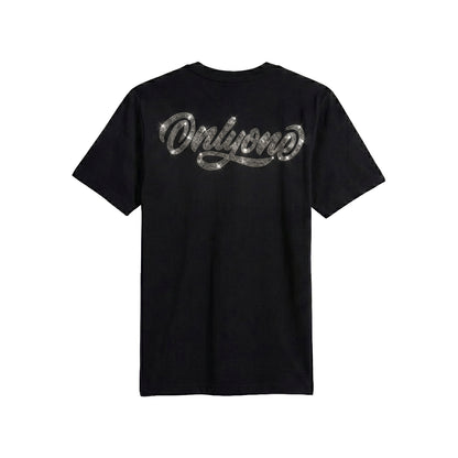 Only One Butterfly Rhinestone Black Tee