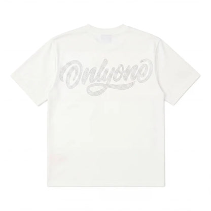 Only One Butterfly Rhinestone Tee White
