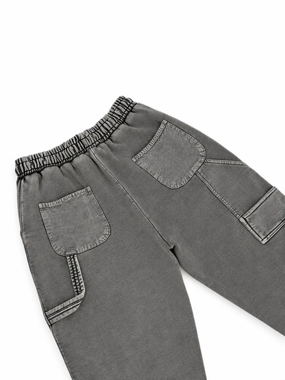 Canvas Panel Sweatpants Washed Grey