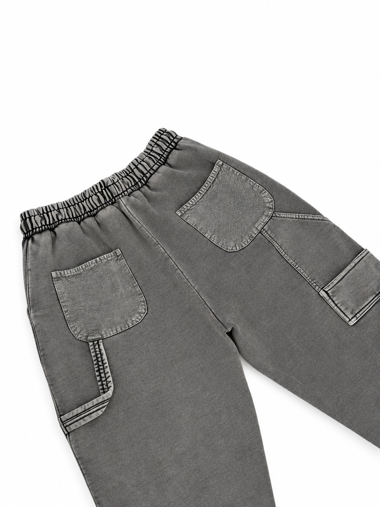 Canvas Panel Sweatpants Washed Grey