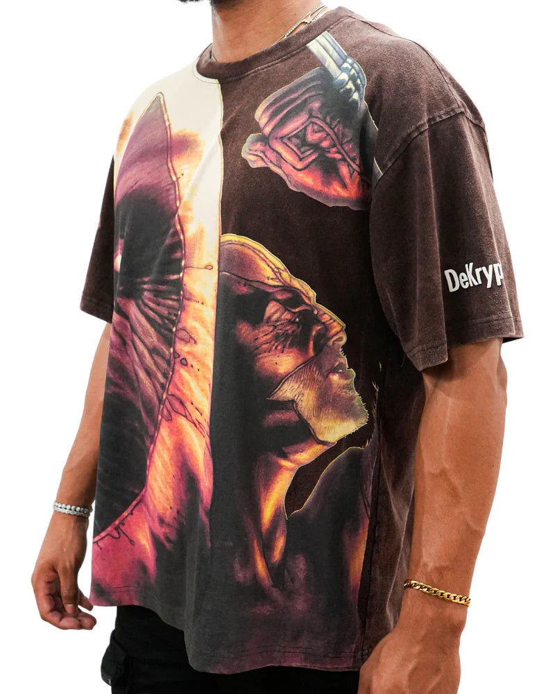 Deadpool x Wolverine - Claws and Chaos Oversized Brown T-Shirt