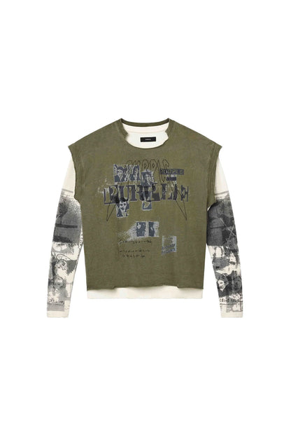 Purple-Clippings Double Layer Tee