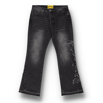 OG Logo Flared Denim Stitched Jeans