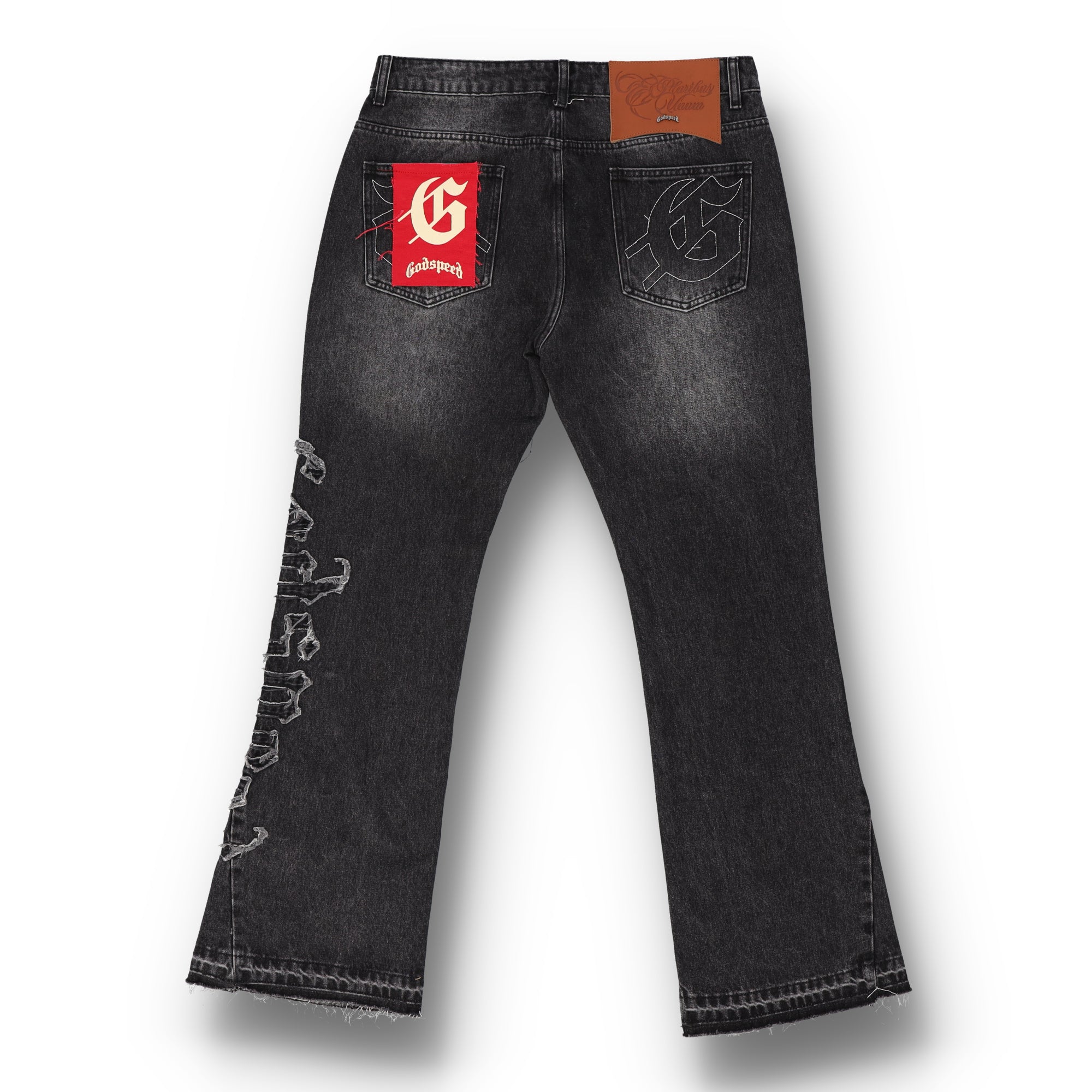 OG Logo Flared Denim Stitched Jeans