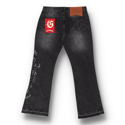 OG Logo Flared Denim Stitched Jeans