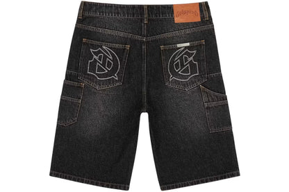 Twin Panel Denim Black Shorts