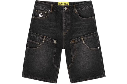 Twin Panel Denim Black Shorts