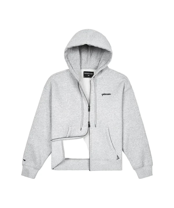 Script Weld Gray Zip Up Hoodie