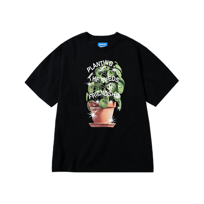 Smiley Seeds Of Friendship T shirt Black