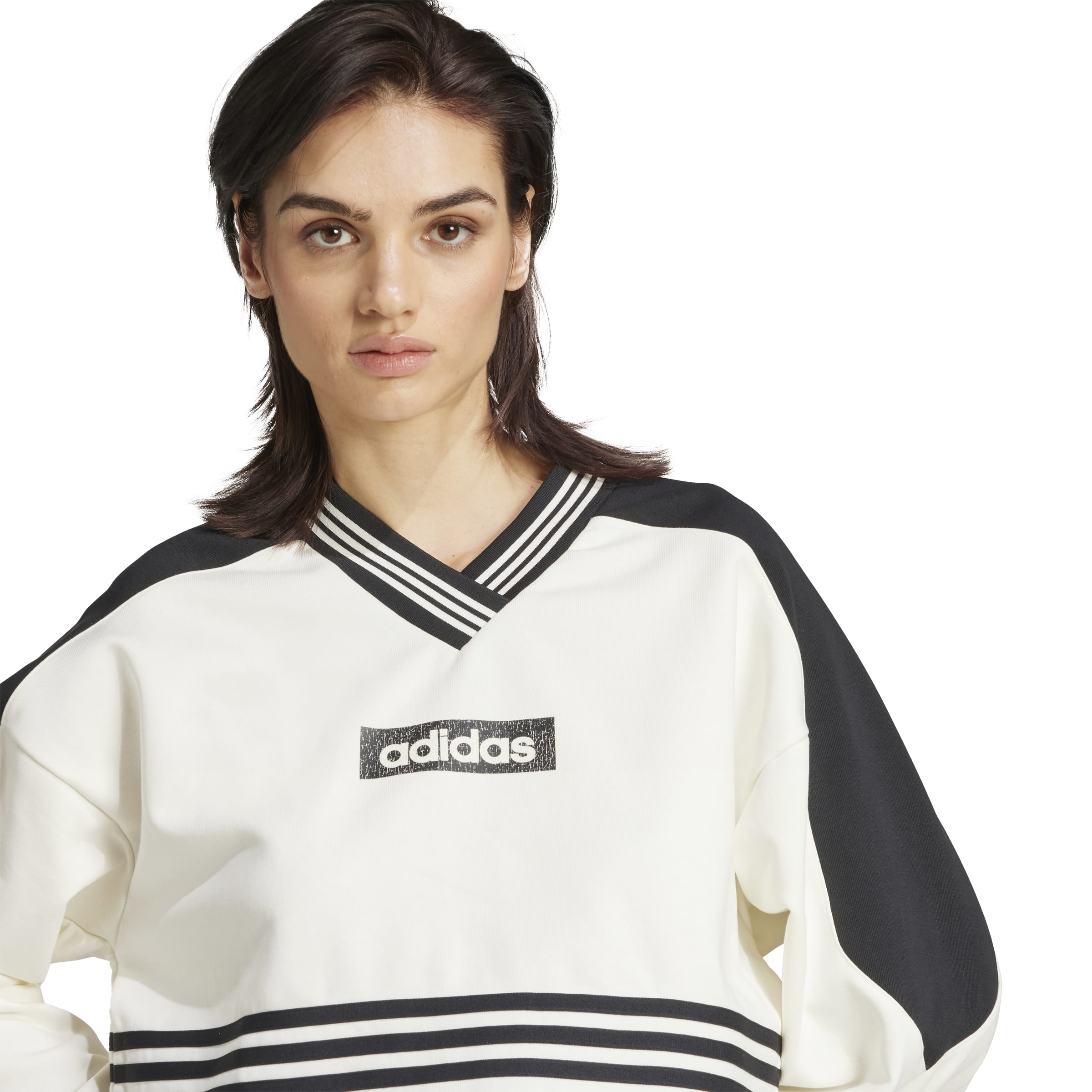 White Blocking Crewneck Sweatshirt