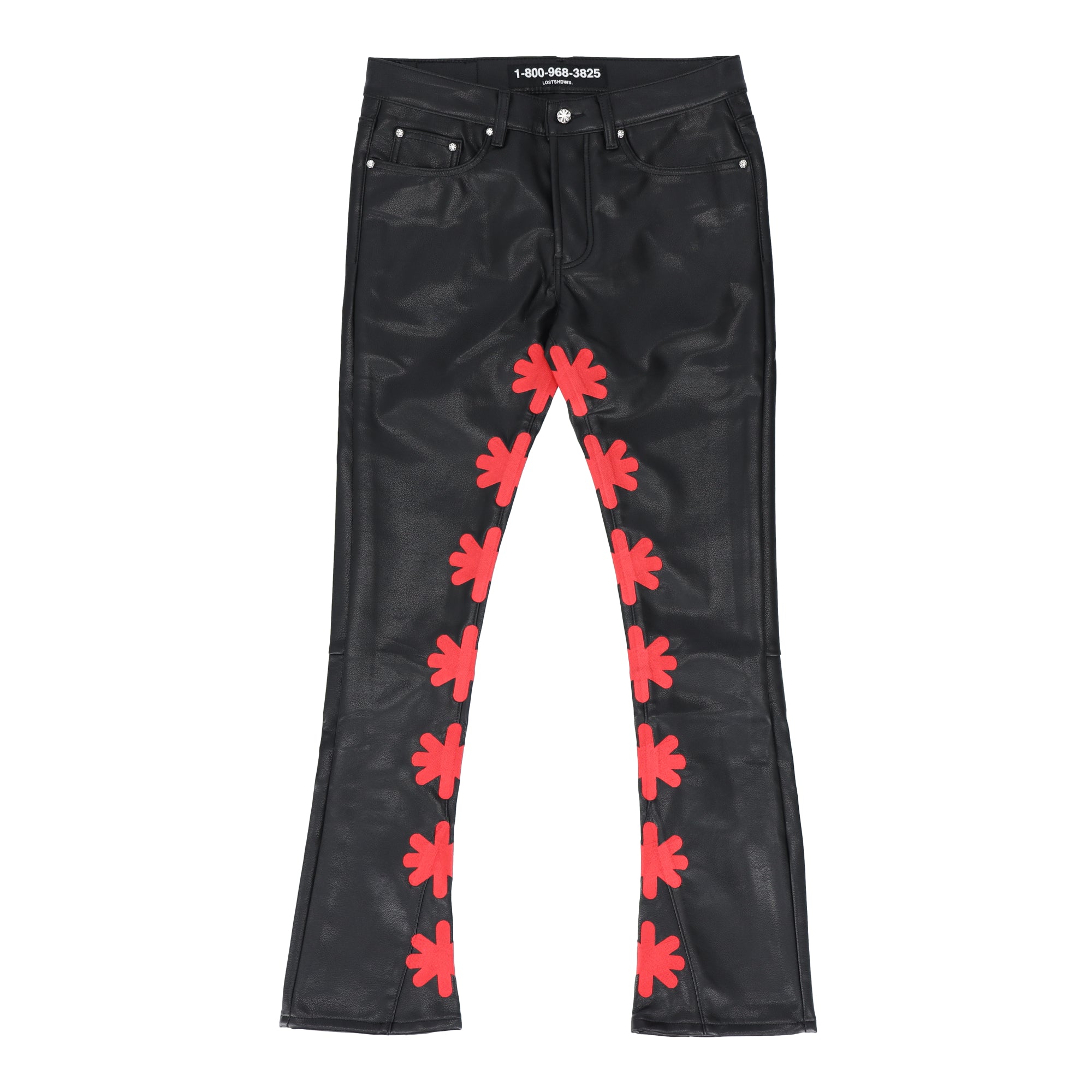 Leather Black Red Pant