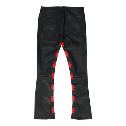 Leather Black Red Pant