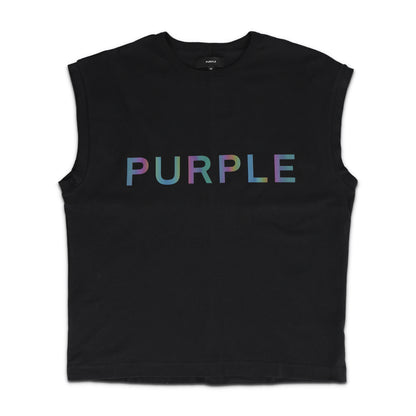 Textured Jersey Sleeveless Top Black