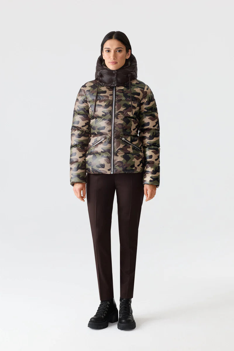 Down Green Camouflage Print Jacket