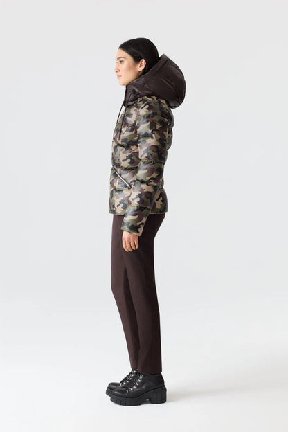 Down Green Camouflage Print Jacket