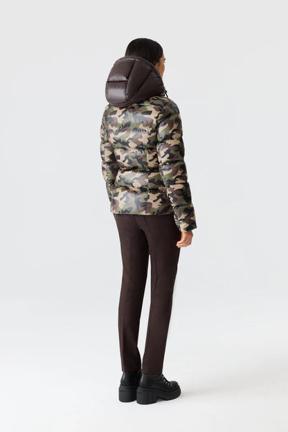 Down Green Camouflage Print Jacket