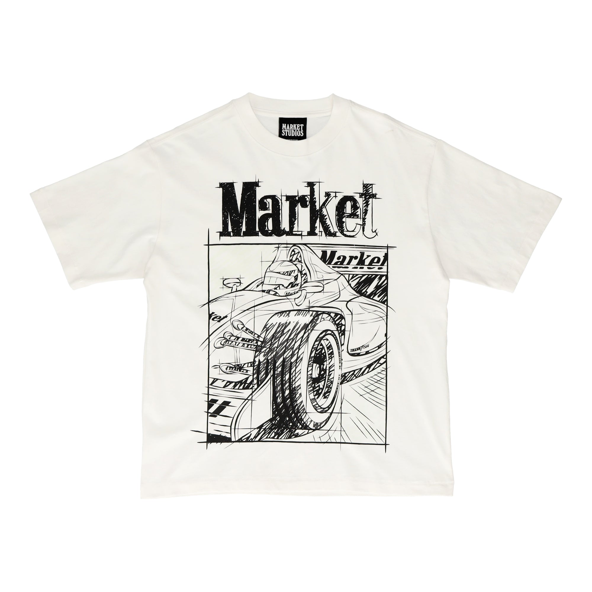 Scribbled Formula One UV  White T-Shirt