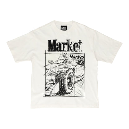 Scribbled Formula One UV  White T-Shirt
