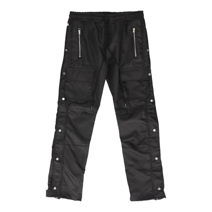 Snap Front Cargo Black Pants
