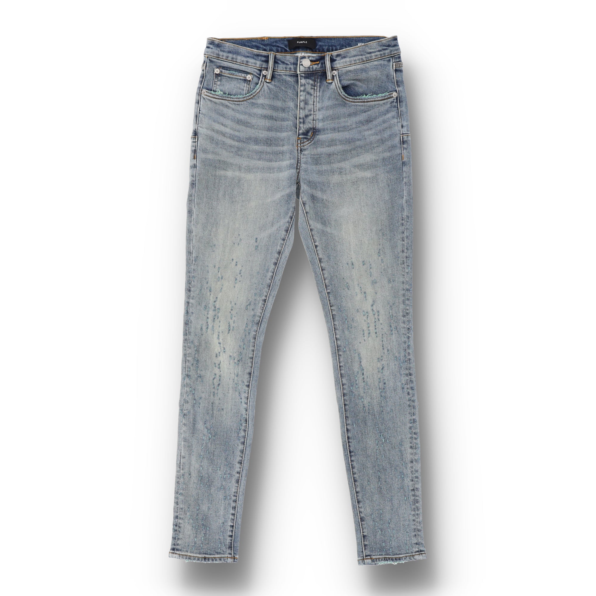 Color Weft Buckshot Blue Jeans