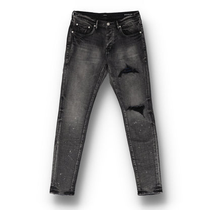 Skinny Plaid Patch Black Jean