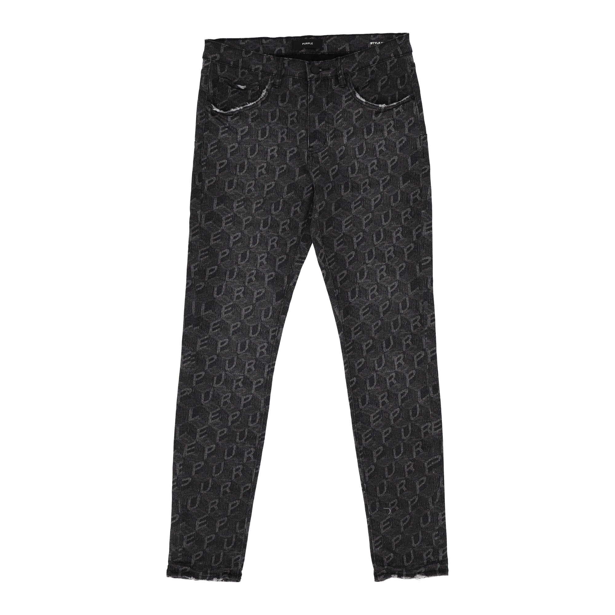 Skinny Printed Monogram Black Denim Jean