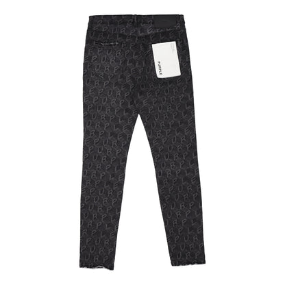 Skinny Printed Monogram Black Denim Jean
