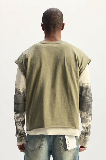 Purple-Clippings Double Layer Tee